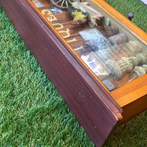 Late 90s Retro Chicken Farmhouse Theme Wooden Shadow Box With 3 Hooks Wall Art - Picture 8 of 17